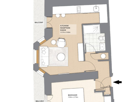 Superior One-Bedroom Apartment 1-4F