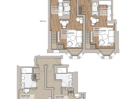Deluxe Loft Style Two-Bedroom Interconnecting Apartments