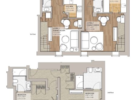 Luxury Loft Style Two-Bedroom Interconnecting Apartments